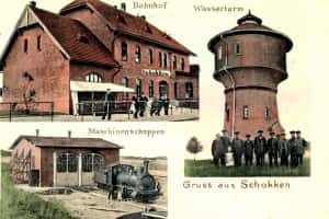 Dworzec i budynki kolejowe w Skokach - ok. 1907