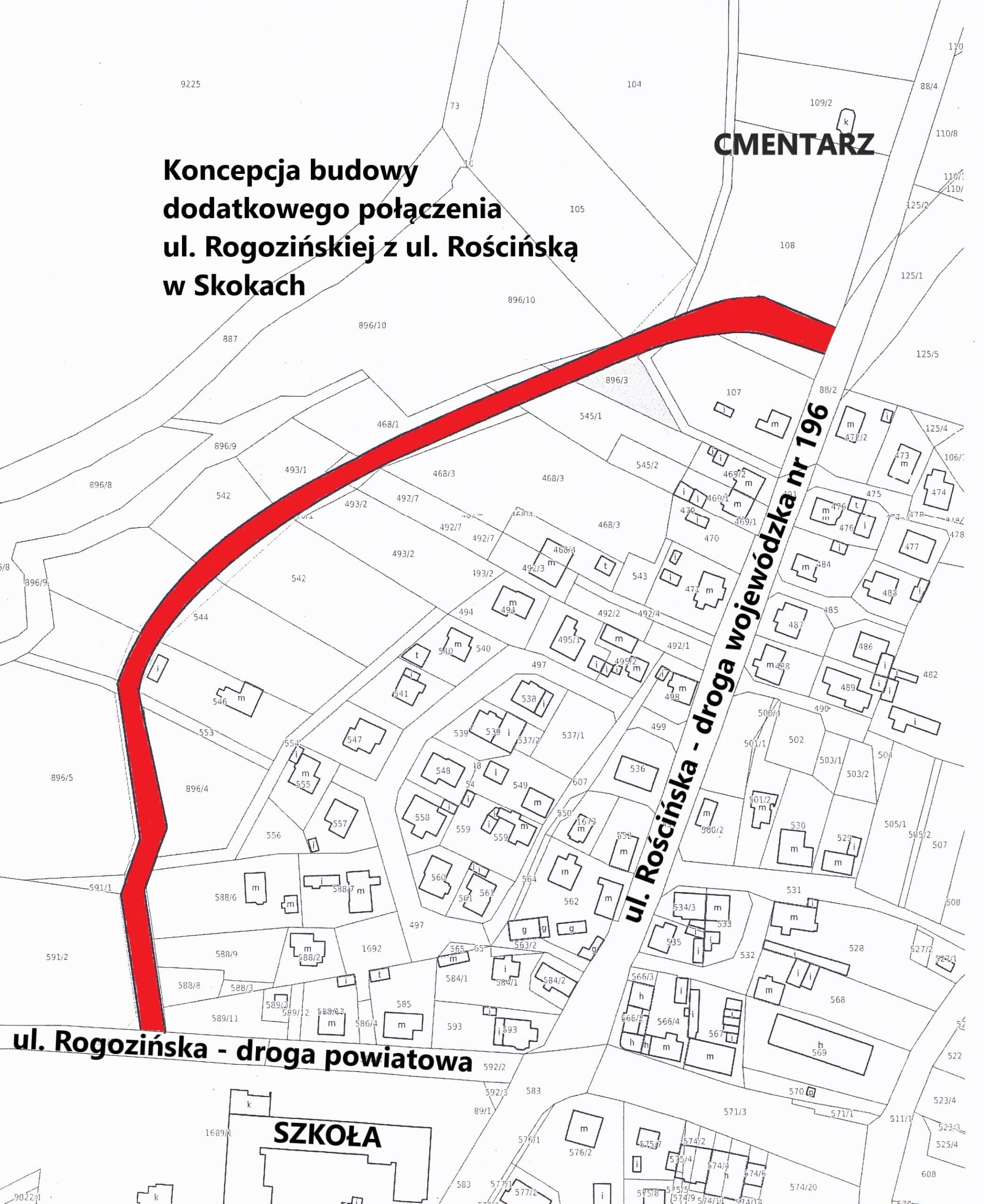 Koncepcja budowy dodatkowego połączenia ul. Rogozińskiej z ul. Rościńską w Skokach 