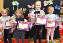 Nagrodzone dzieci w Podsumowanie konkursu plastycznego „Moja maska karnawałowa”